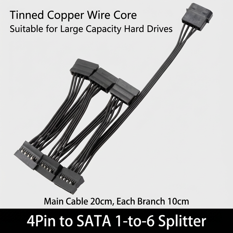 IDE (4-Pin Molex) to 5x SATA Power Splitter Cable