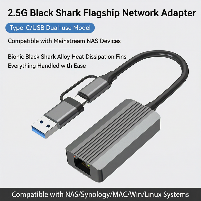 2.5GbE USB Ethernet Adapter USB-A & USB-C · Plug & Play · For NAS & Homelab