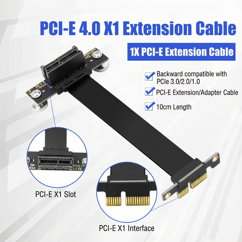 PCIe x1 Right Angle Extension Cable – Magnetic, PCIe 4.0 & 3.0 Compatible