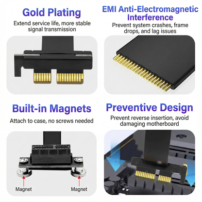 PCIe x1 Right Angle Extension Cable – Magnetic, PCIe 4.0 & 3.0 Compatible