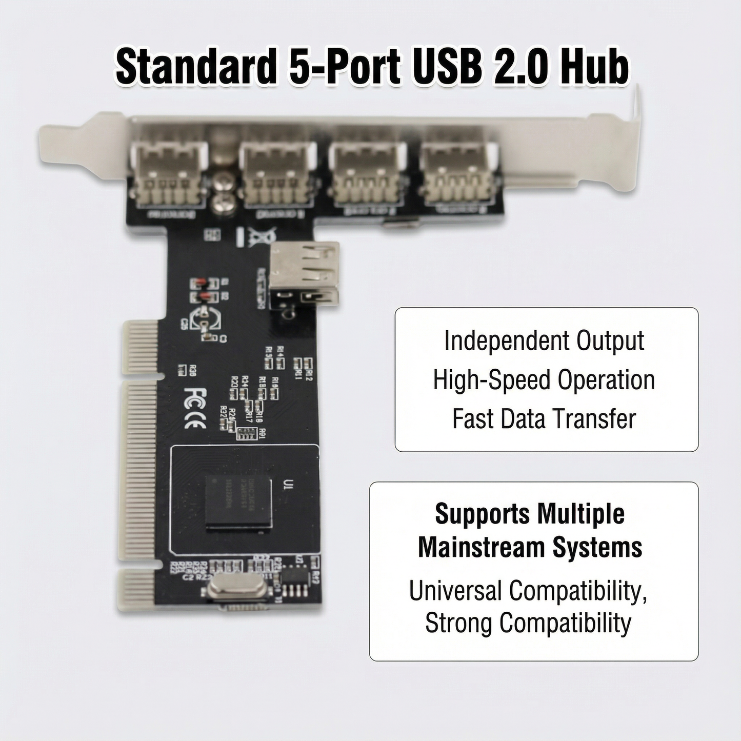 PCI to USB 2.0 Expansion Card – 5-Port Adapter with NEC Chipset