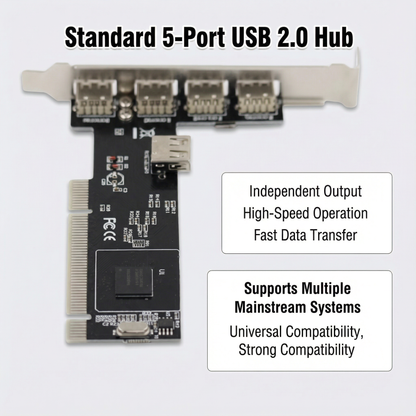 PCI to USB 2.0 Expansion Card – 5-Port Adapter with NEC Chipset