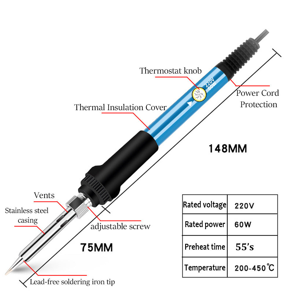 Adjustable Temperature 60W Soldering Iron Kit with Multimeter – DIY Electronics & Repair Tools Set