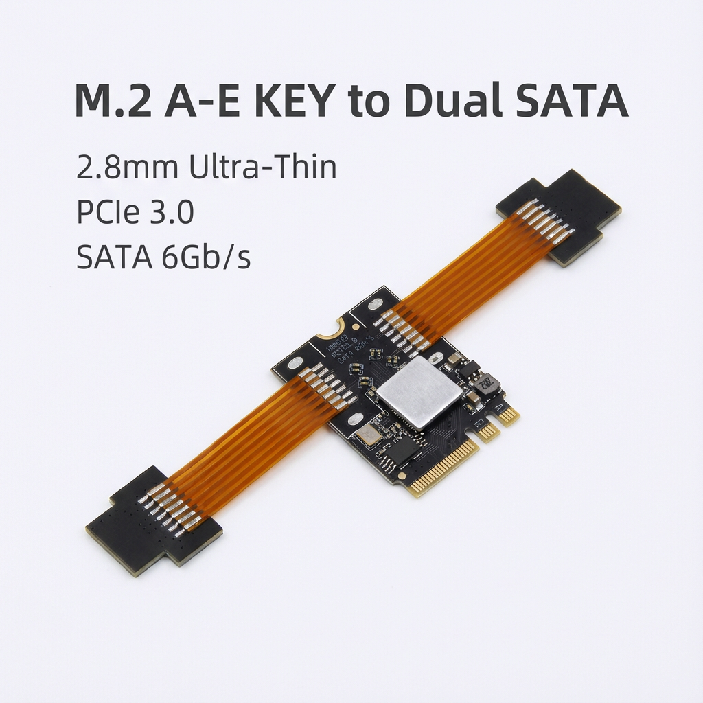 M.2 WiFi Slot to Dual SATA Expansion Card Slim Design · JMB582 · For NAS & Compact Builds