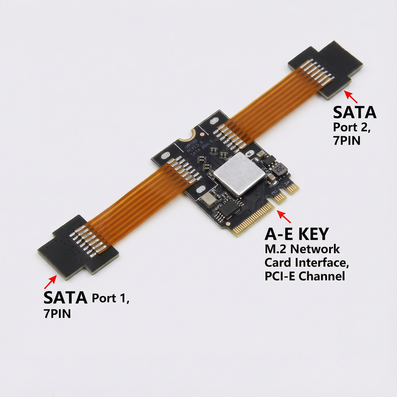 M.2 WiFi Slot to Dual SATA Expansion Card Slim Design · JMB582 · For NAS & Compact Builds