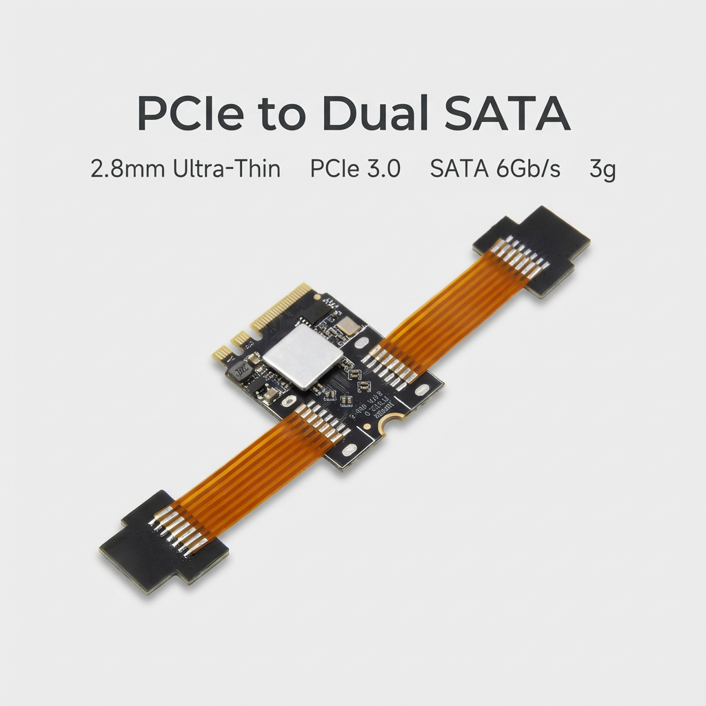 M.2 WiFi Slot to Dual SATA Expansion Card Slim Design · JMB582 · For NAS & Compact Builds