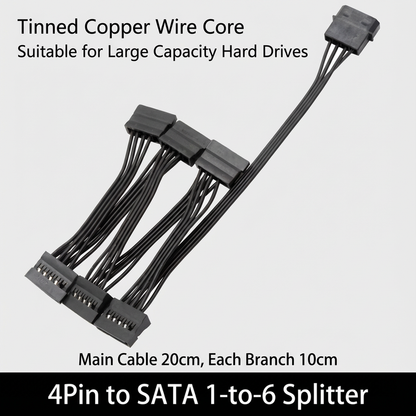 IDE (4-Pin Molex) to 5x SATA Power Splitter Cable