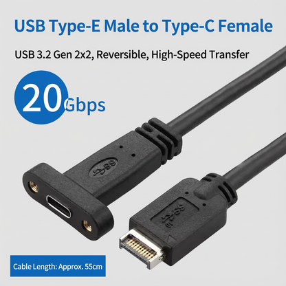 USB 3.2 Gen 2 Type-E to Type-C Extension Cable (10/20Gbps)