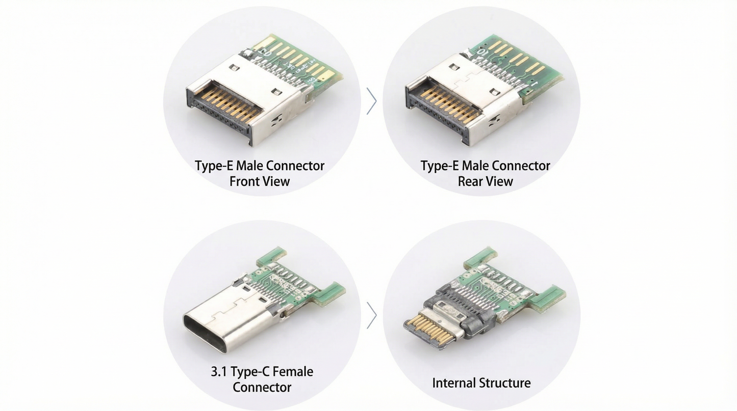 USB 3.2 Gen 2 Type-E to Type-C Extension Cable (10/20Gbps)