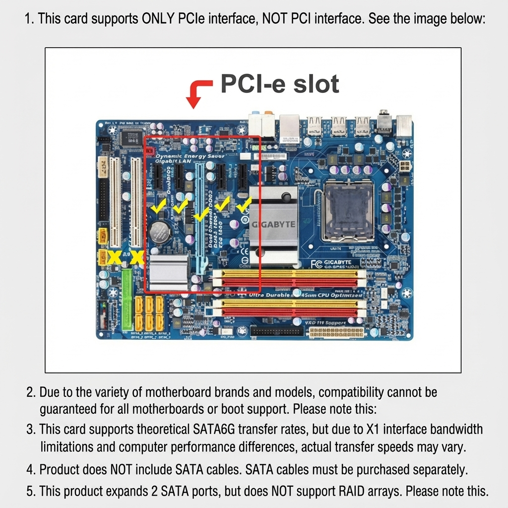 PCIe to SATA 3.0 Expansion Card – 2-Port Adapter for NAS & Desktop PCs