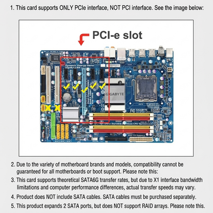 PCIe to SATA 3.0 Expansion Card – 2-Port Adapter for NAS & Desktop PCs