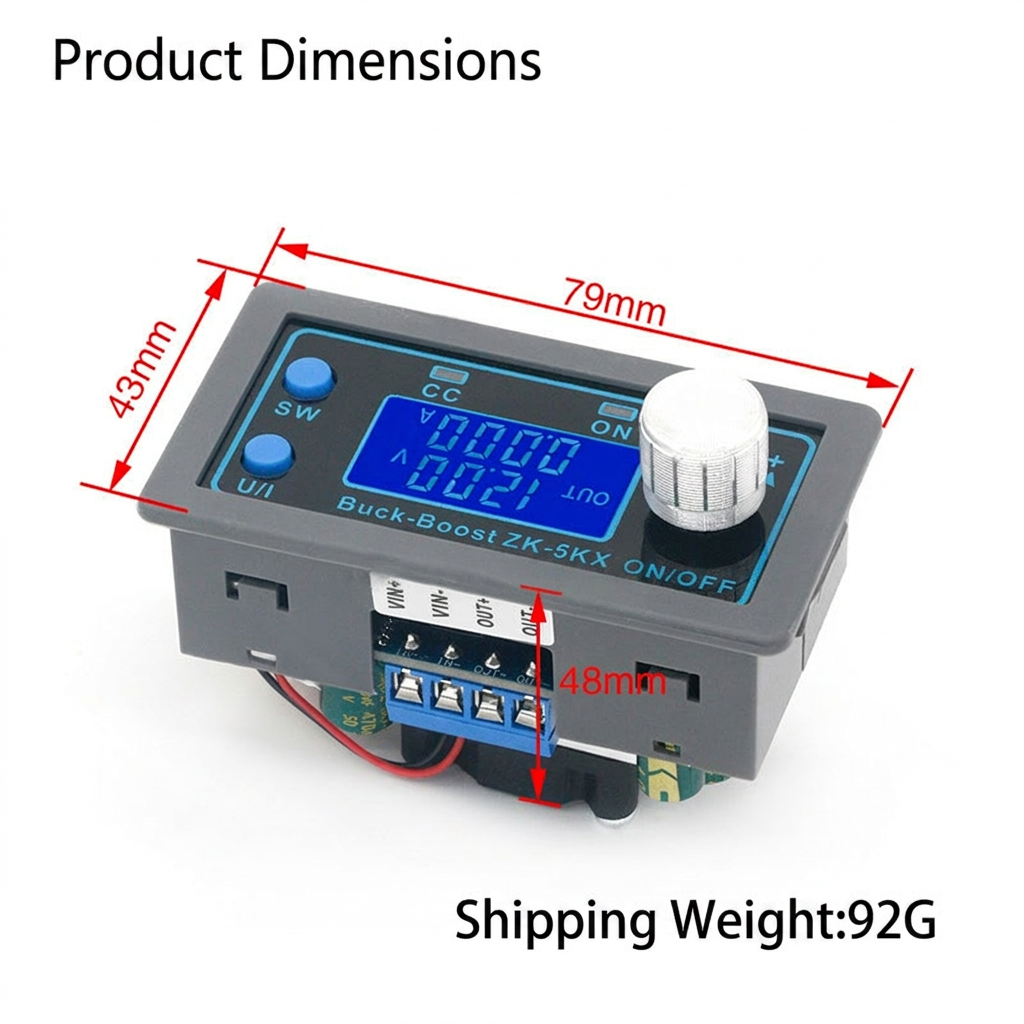 80W Programmable Buck-Boost DC Power Supply Module with LCD Display (4A/5A CV CC Adjustable Voltage Regulator)